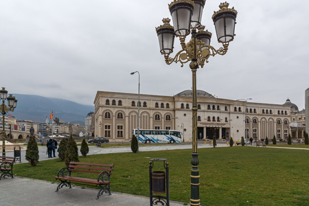 SKOPJE, REPUBLIC OF MACEDONIA - FEBRUARY 24, 2018: Museum of the Macedonian Struggle in city of  Skopje, Republic of Macedoniaのeditorial素材