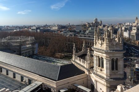 MADRID, SPAIN - JANUARY 24, 2018:  Amazing Panorama of city of Madrid from Cybele Palace (Palacio de Cibeles), Spainのeditorial素材
