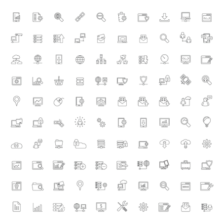 Line Internet, website and user interface icons - vector icon setのイラスト素材