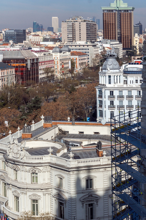 MADRID, SPAIN - JANUARY 24, 2018:  Panoramic view from the terrace of Cybele Palace (Palacio de Cibeles), Madrid, Spainのeditorial素材
