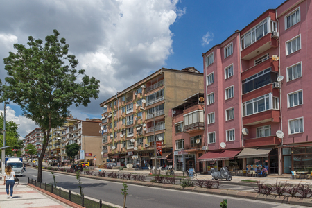 EDIRNE, TURKEY - MAY 26, 2018: Typical street in the center of city of Edirne,  East Thrace, Turkeyのeditorial素材