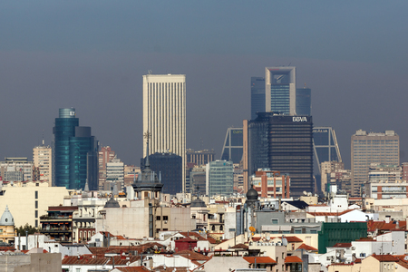 MADRID, SPAIN - JANUARY 24, 2018:  Amazing Panoramic view of city of Madrid from Circulo de Bellas Artes, Spainのeditorial素材
