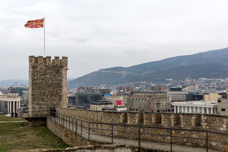 SKOPJE, REPUBLIC OF MACEDONIA - FEBRUARY 24, 2018: Skopje fortress (Kale fortress) in the Old Town, Republic of Macedoniaのeditorial素材