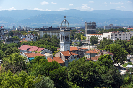 PLOVDIV, BULGARIA - JULY 5, 2018: Panoramic view of city of Plovdiv, Bulgariaのeditorial素材