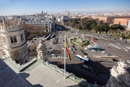 MADRID, SPAIN - JANUARY 24, 2018:  View from the terrace of Cybele Palace (Palacio de Cibeles), Madrid, Spainのeditorial素材