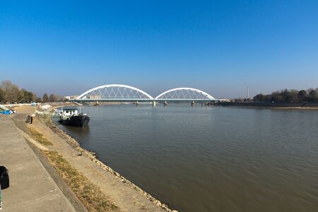 NOVI SAD, VOJVODINA, SERBIA - NOVEMBER 11, 2018: The Danube River, passing through the City of Novi Sad, Vojvodina, Serbiaのeditorial素材