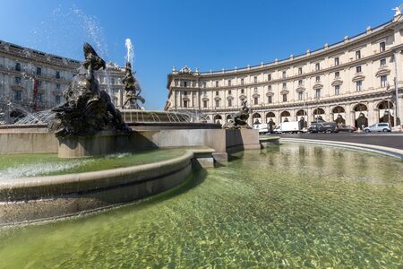 ROME, ITALY - JUNE 22, 2017: Fountain at  piazza della repubblica, Rome, Italyのeditorial素材