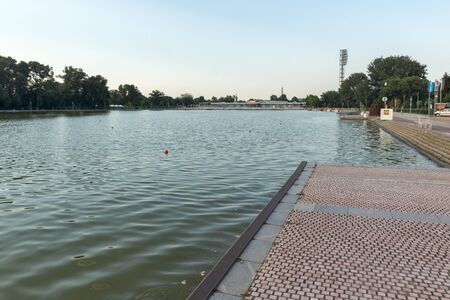 PLOVDIV, BULGARIA -JULY 5, 2018: Sunset Panorama of Rowing Venue in city of Plovdiv, Bulgariaのeditorial素材