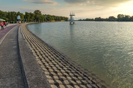 PLOVDIV, BULGARIA -JULY 5, 2018: Sunset Panorama of Rowing Venue in city of Plovdiv, Bulgariaのeditorial素材