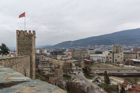 SKOPJE, REPUBLIC OF MACEDONIA - FEBRUARY 24, 2018: Skopje fortress (Kale fortress) in the Old Town, Republic of Macedoniaのeditorial素材
