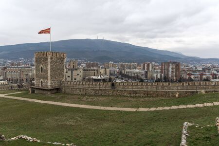 SKOPJE, REPUBLIC OF MACEDONIA - FEBRUARY 24, 2018: Skopje fortress (Kale fortress) in the Old Town, Republic of Macedoniaのeditorial素材