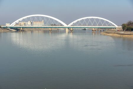 NOVI SAD, VOJVODINA, SERBIA - NOVEMBER 11, 2018: The Danube River, passing through the City of Novi Sad, Vojvodina, Serbiaのeditorial素材