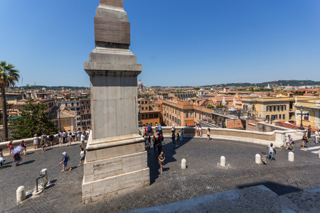 ROME, ITALY - JUNE 22, 2017: Amazing view of Spanish Steps, Sallustian Obelisk and Piazza di Spagna in city of Rome, Italyのeditorial素材