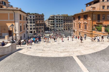 ROME, ITALY - JUNE 22, 2017: Amazing view of Spanish Steps and Piazza di Spagna in city of Rome, Italyのeditorial素材