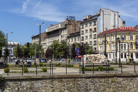 SOFIA, BULGARIA - MAY 31, 2018: Panoramic view of Lion's Bridge over Vladaya river, Sofia, Bulgariaのeditorial素材