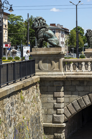 SOFIA, BULGARIA - MAY 31, 2018: Panoramic view of Lion's Bridge over Vladaya river, Sofia, Bulgariaのeditorial素材