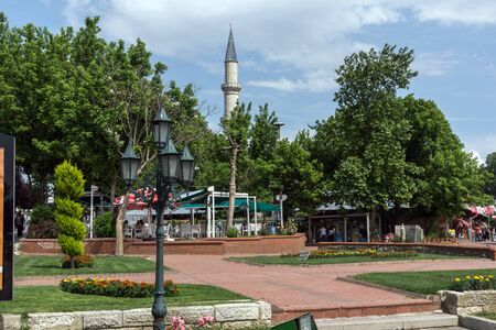 EDIRNE, TURKEY - MAY 26, 2018: Typical street in the center of city of Edirne,  East Thrace, Turkeyのeditorial素材