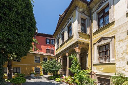 PLOVDIV, BULGARIA - JULY 5, 2018:  Houses from the period of Bulgarian revival in old town of city of Plovdiv, Bulgariaのeditorial素材
