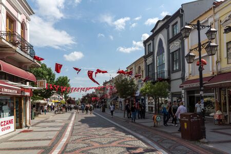 EDIRNE, TURKEY - MAY 26, 2018: Shopping  pedestrian street in the center of city of Edirne,  East Thrace, Turkeyのeditorial素材