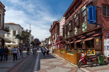 EDIRNE, TURKEY - MAY 26, 2018: Shopping  pedestrian street in the center of city of Edirne,  East Thrace, Turkeyのeditorial素材