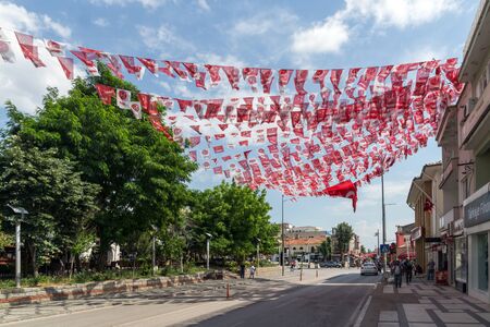 EDIRNE, TURKEY - MAY 26, 2018: Shopping  pedestrian street in the center of city of Edirne,  East Thrace, Turkeyのeditorial素材