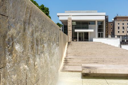 ROME, ITALY - JUNE 22, 2017: Amazing view of Ara Pacis Museum in city of Rome, Italyのeditorial素材