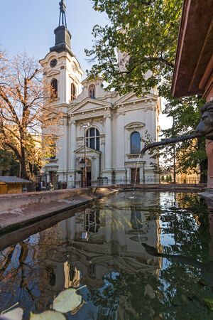 SREMSKI KARLOVCI, VOJVODINA, SERBIA - NOVEMBER 11, 2018: Orthodox St. Nicholas Cathedral in town of Srijemski Karlovci, Vojvodina, Serbiaのeditorial素材