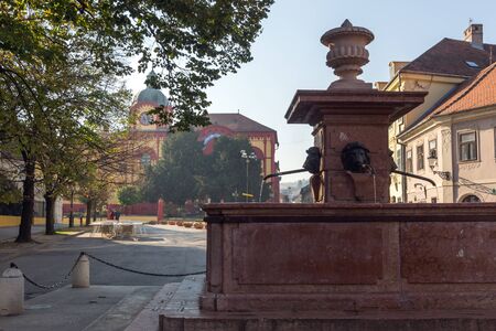 SREMSKI KARLOVCI, VOJVODINA, SERBIA - NOVEMBER 11, 2018: Panorama of center of town of Srijemski Karlovci, Vojvodina, Serbiaのeditorial素材