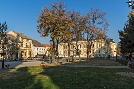 SREMSKI KARLOVCI, VOJVODINA, SERBIA - NOVEMBER 11, 2018: Panorama of center of town of Srijemski Karlovci, Vojvodina, Serbiaのeditorial素材