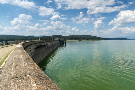 KOPRINKA RESERVOIR, BULGARIA - AUGUST 5, 2018: Panorama of Koprinka Reservoir, Stara Zagora Region, Bulgariaのeditorial素材