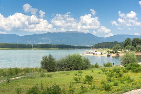 KOPRINKA RESERVOIR, BULGARIA - AUGUST 5, 2018: Panorama of Koprinka Reservoir, Stara Zagora Region, Bulgariaのeditorial素材