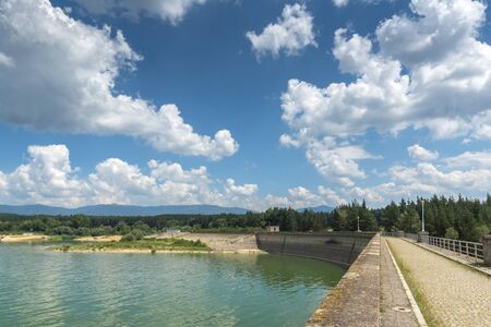 KOPRINKA RESERVOIR, BULGARIA - AUGUST 5, 2018: Panorama of Koprinka Reservoir, Stara Zagora Region, Bulgariaのeditorial素材
