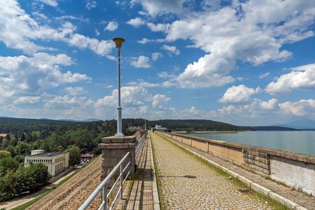 KOPRINKA RESERVOIR, BULGARIA - AUGUST 5, 2018: Panorama of Koprinka Reservoir, Stara Zagora Region, Bulgariaのeditorial素材