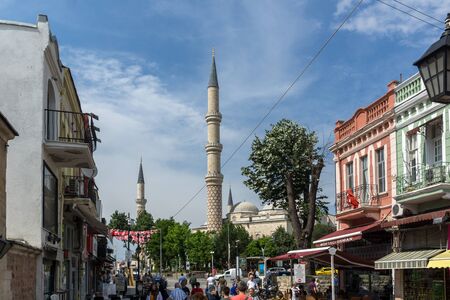 EDIRNE, TURKEY - MAY 26, 2018: Shopping  pedestrian street in the center of city of Edirne,  East Thrace, Turkeyのeditorial素材