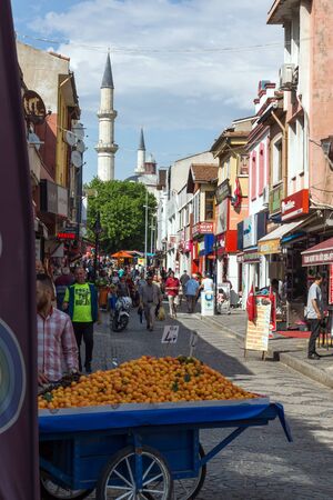 EDIRNE, TURKEY - MAY 26, 2018: Shopping  pedestrian street in the center of city of Edirne,  East Thrace, Turkeyのeditorial素材