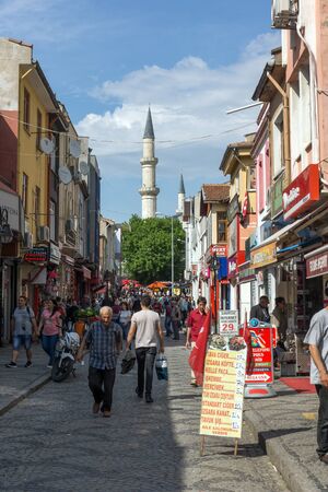 EDIRNE, TURKEY - MAY 26, 2018: Shopping  pedestrian street in the center of city of Edirne,  East Thrace, Turkeyのeditorial素材