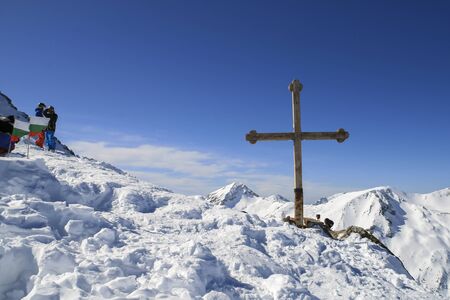 BANSKO, BULGARIA - FEBRUARY 12, 2012: Winter landscape with Ski area of Resort of Bansko, Pirin Mountain, Bulgariaのeditorial素材