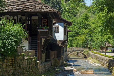 ETAR, GABROVO, BULGARIA- JULY 6, 2018: Old house in Ethno village Etar (Etara) near town of Gabrovo, Bulgariaのeditorial素材