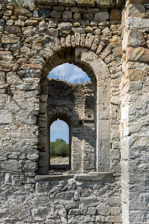 Abandoned Medieval Eastern Orthodox church of Saint John of Rila at the bottom of Zhrebchevo Reservoir, Sliven Region, Bulgariaの写真素材