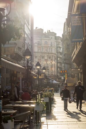 BELGRADE, SERBIA - NOVEMBER 10, 2018: Knez Mihailova Street  (Prince Michael Street) in the center of city of Belgrade, Serbiaのeditorial素材