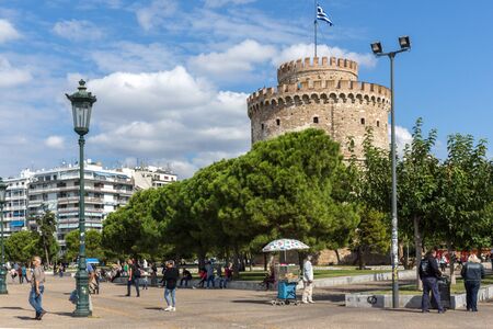 THESSALONIKI, GREECE - SEPTEMBER 30, 2017: View of White Tower in city of Thessaloniki, Central Macedonia, Greeceのeditorial素材
