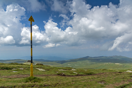 Landscape with green hills of Vitosha Mountain near Cherni Vrah Peak, Sofia City Region, Bulgariaの写真素材