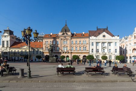 NOVI SAD, VOJVODINA, SERBIA - NOVEMBER 11, 2018: Buildings at the center of the City of Novi Sad, Vojvodina, Serbiaのeditorial素材