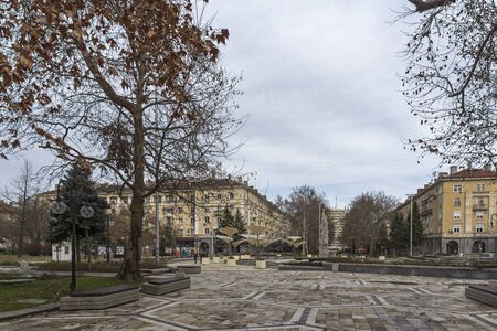 DIMITROVGRAD, BULGARIA - FEBRUARY 1, 2019: Typical street and Building in town of Dimitrovgrad, Haskovo Region, Bulgariaのeditorial素材