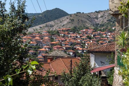 KRATOVO, NORTH MACEDONIA - JULY 21, 2018: Panoramic view of town of Kratovo, Republic of North Macedoniaのeditorial素材