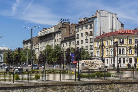 SOFIA, BULGARIA - MAY 31, 2018: Panorama of Lion's Bridge over Vladaya river, Sofia, Bulgaria