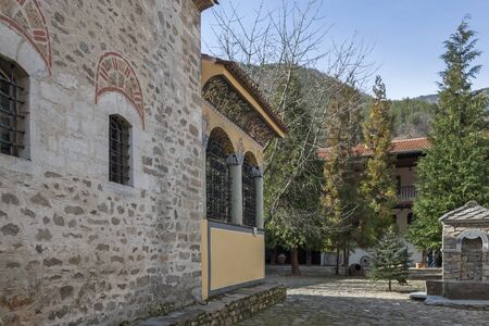 BACHKOVO MONASTERY, BULGARIA - FEBRUARY 4, 2019: Buildings in Medieval Bachkovo Monastery Dormition of the Mother of God, Bulgariaのeditorial素材
