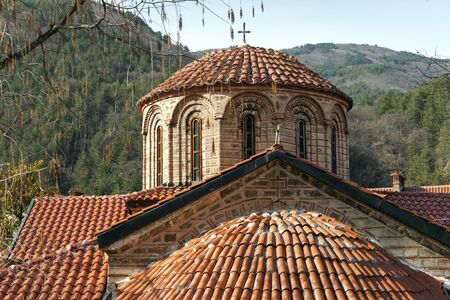 BACHKOVO MONASTERY, BULGARIA - FEBRUARY 4, 2019: Buildings in Medieval Bachkovo Monastery Dormition of the Mother of God, Bulgariaのeditorial素材