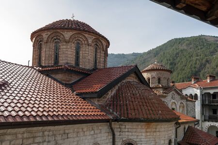 BACHKOVO MONASTERY, BULGARIA - FEBRUARY 4, 2019: Buildings in Medieval Bachkovo Monastery Dormition of the Mother of God, Bulgariaのeditorial素材