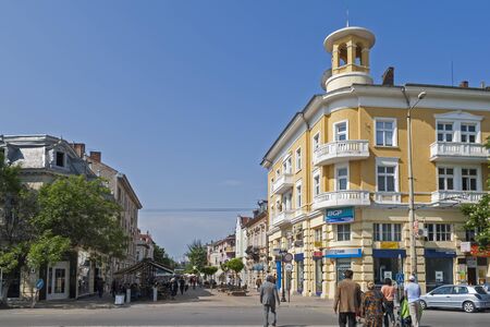 RUSE, BULGARIA - MAY 1, 2008: Building and street at the center of city of Ruse, Bulgariaのeditorial素材